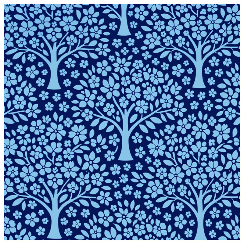 Rideaux de douche Blue Floral Trees, 70in W x 72in H