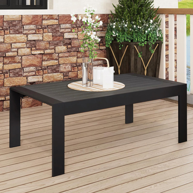 Table basse de patio avec plateau rectangulaire, 4 pieds et 4 pieds, Noir