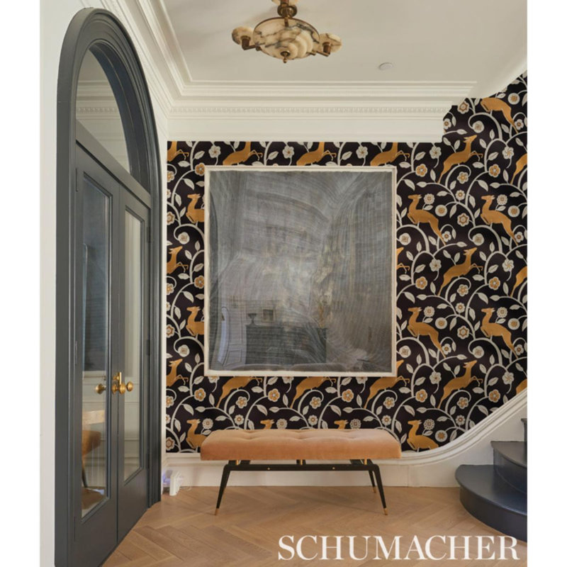 Les Gazelles Au Bois Vinyl Wallpaper, Noir