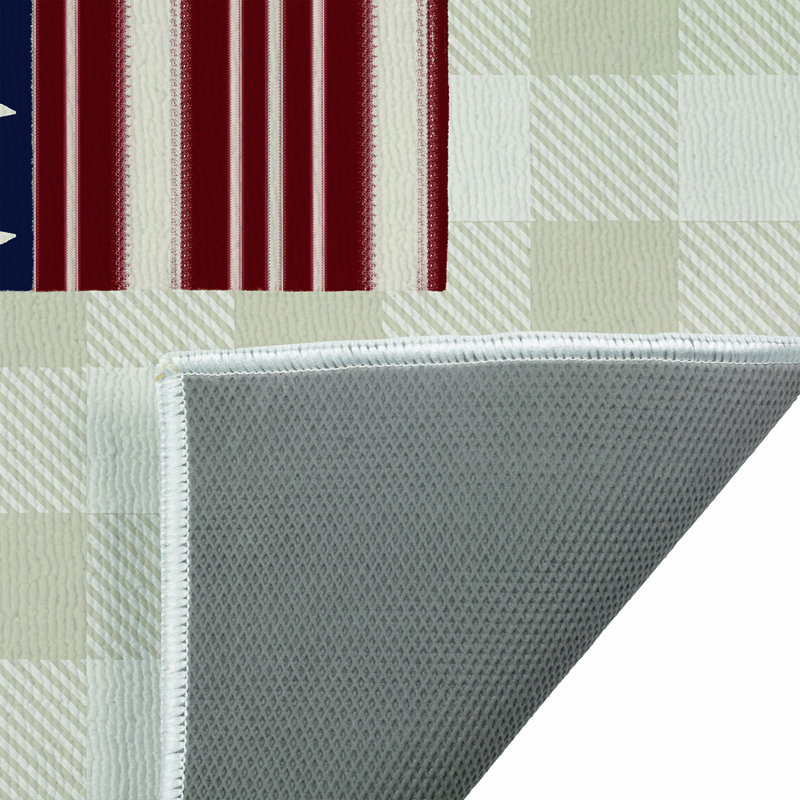 Tapis de toilette rectangulaire absorbant et antidérapant à carreaux vichy Star Spangled Banner, 24" W x 17" L, Gray