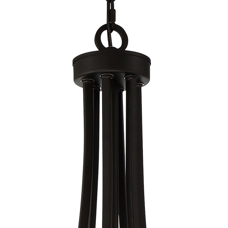 Lustre à roulettes en acier à 12 lumières de style bougie Mattheo, Laiton discret / noir mat
