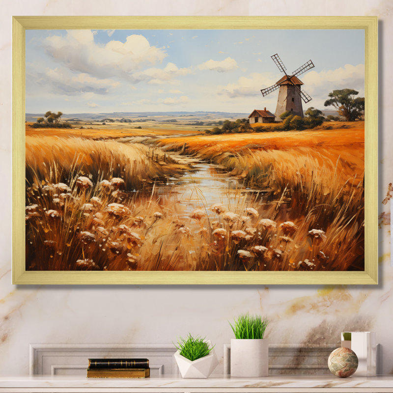 «Danemark Windmill Serenade», reproduction sur toile, H 24 po x l 32 po x P 1 po, Encadrement doré