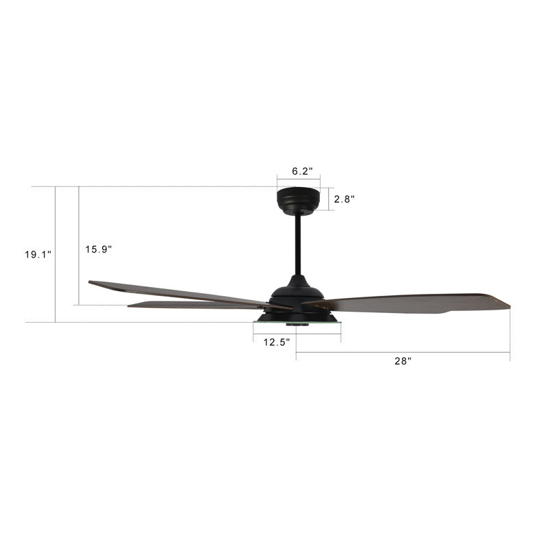 Striker 56'' Ceiling Fan with LED Lights, Black, Walnut