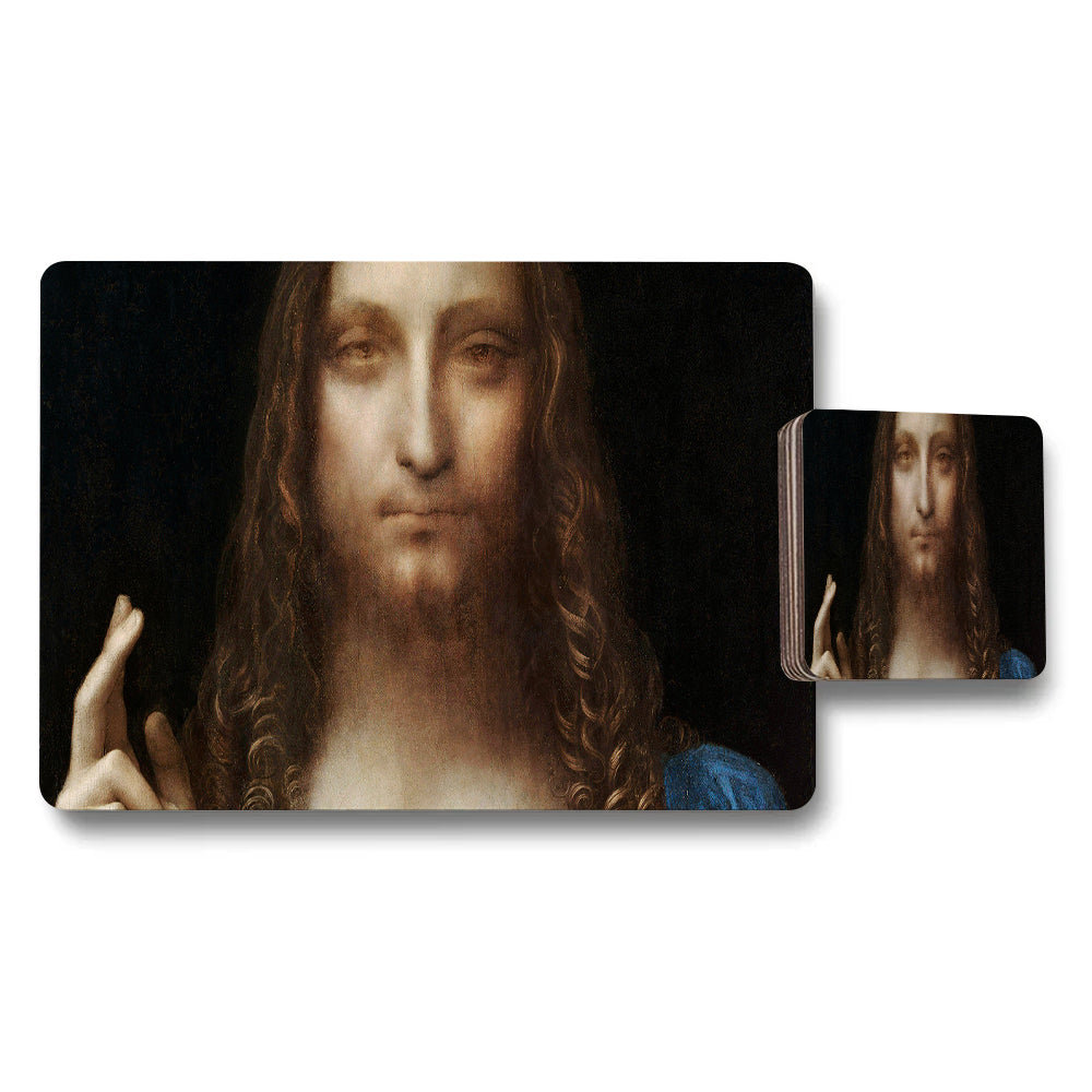 Jesus Portrait Placemat And Coaster Set For Dining Table Decor