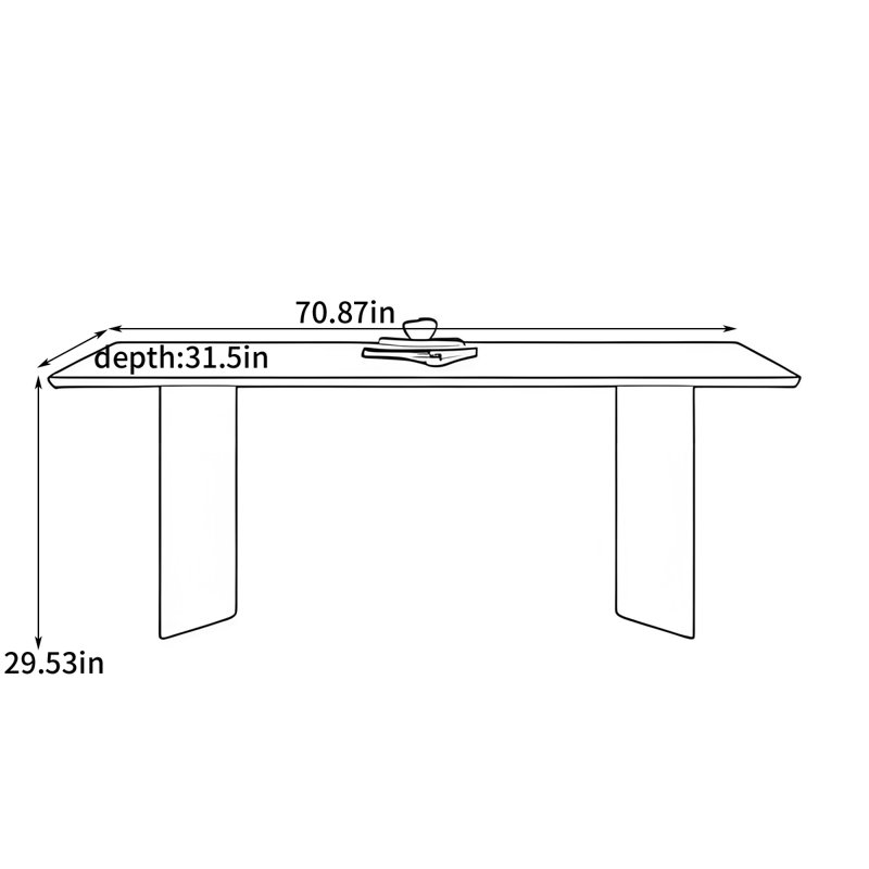 Simple home rectangular dining table, 29.53"H x 70.87"L x 31.5"W
