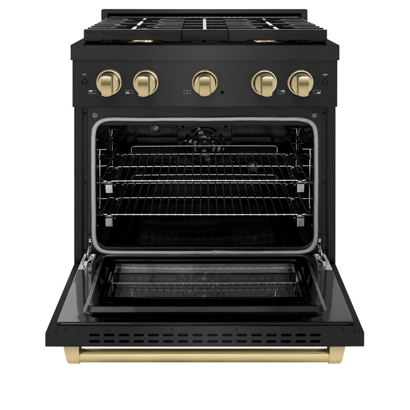 ZLINE Autograph 30 in. Gas Range in Stainless Steel, Black/Champagne Bronze, Gas Range