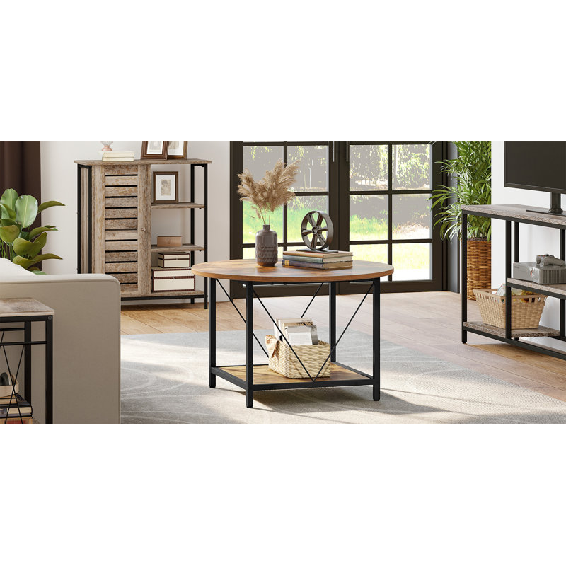 Bertran 4 Legs Coffee Table with Storage, Dark Brown, Black