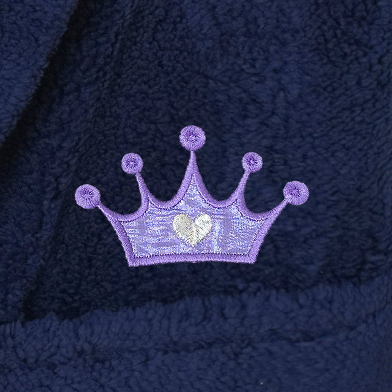 Peignoir à capuche double 100% polyester Linum Kids, Bleu marine / bleu, L