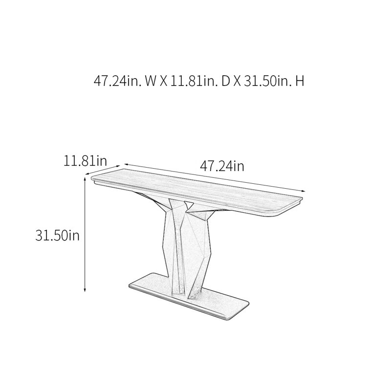 Console Modern Minimalist, H 31,5 po x l 47,24 po x P 11,81 po, Argent argent