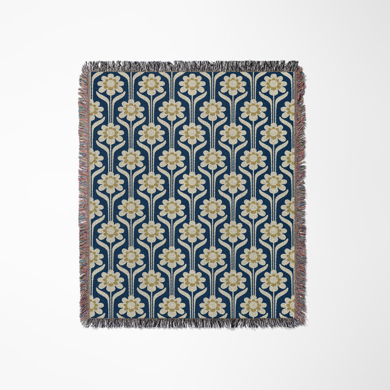 Jeté en mélange de coton Lena, Bleu, L 80 po x l 60 po