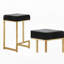 Tabourets en velours noir sans dossier en métal avec base argentée (ensemble de 2)-200596639