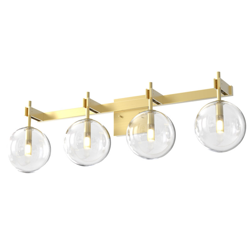 Éclairage pour meuble-lavabo 4 lumières Sumner, Laiton, Transparent