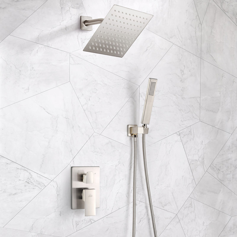 Système de douche complet avec valve brute, Nickel brossé