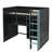 Full Size Wood Loft Bed with Desk,Open Wardrobe,Storage Compartments and RGB Lights,Cloud Blue-1314055392