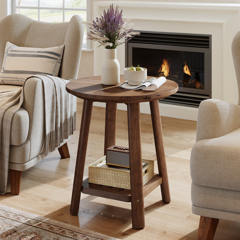Table de bout en bois massif de 23,6 po de hauteur, 1