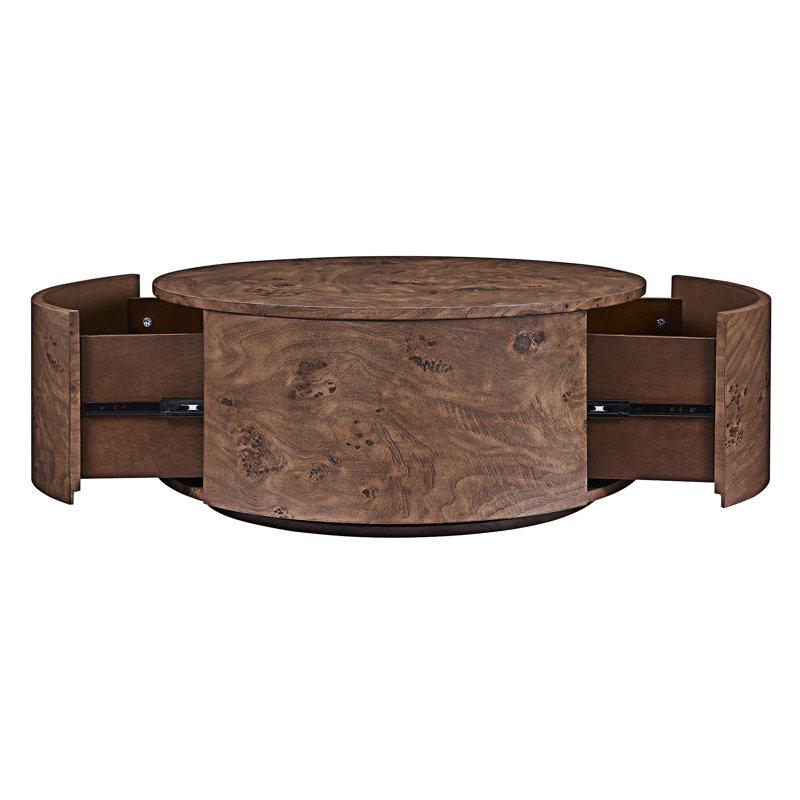 Table basse rotative en bois avec 2 tiroirs