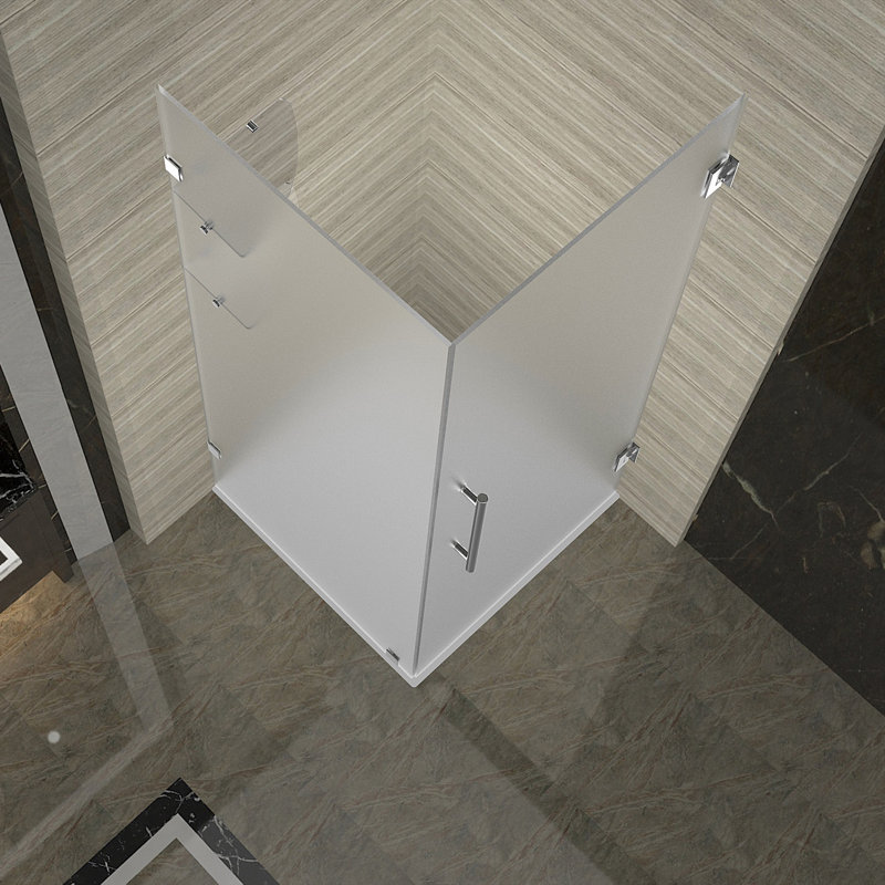 Cabine de douche carrée à charnière 38 po x 72 po Aquadica GS, Acier inoxydable brossé