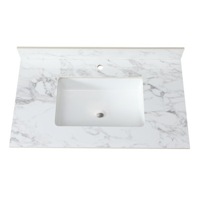 Lavabo de salle de bain 37 po x 22 po - Lavabo rectangulaire en céramique fritté blanc en céramique pour plus de confort compatible avec différents décors
