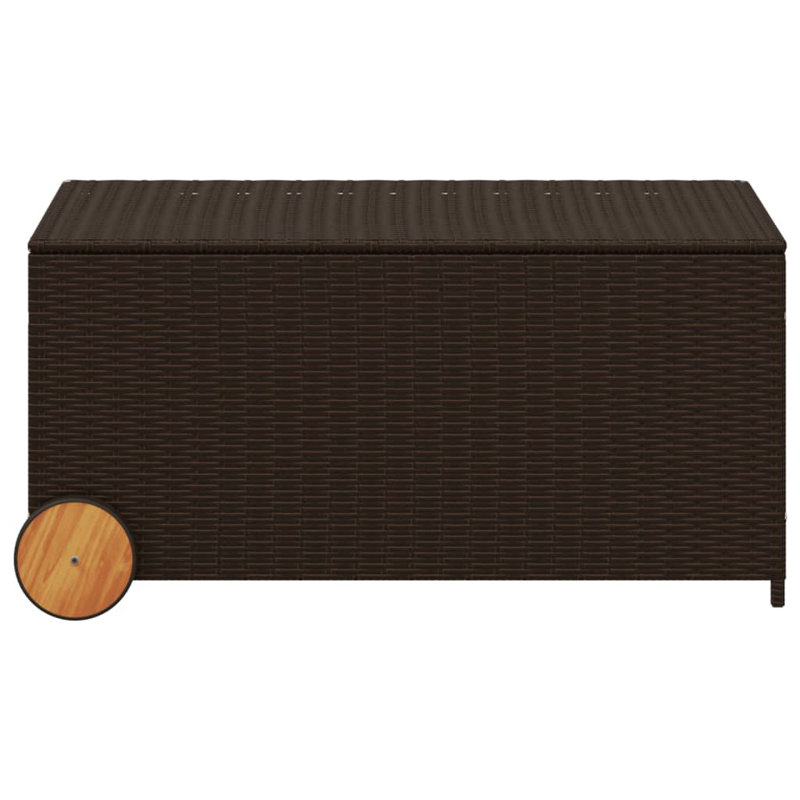 Brown Poly Rattan Deck Storage Box with Wheels