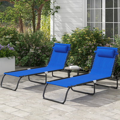 4 Reclining Patio Seat - Breathable Mesh, For Outdoor, Blue Portable Yard Sun Lounger ,