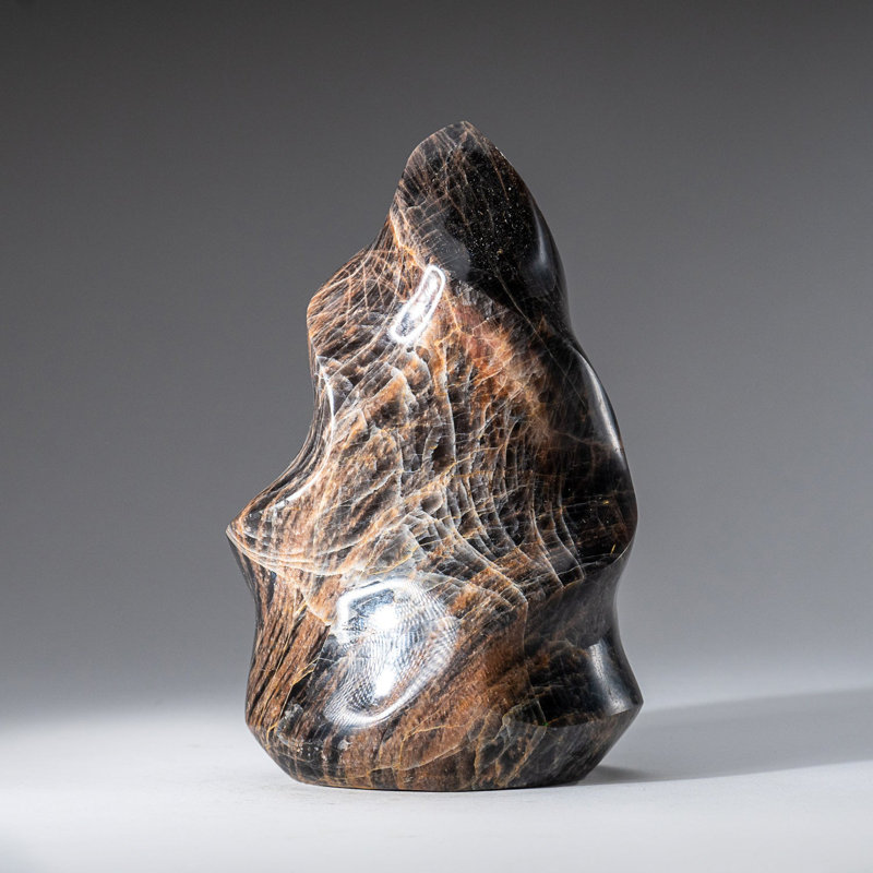 Genuine Polished Black Moonstone Flame Freeform (2.2 Lbs)