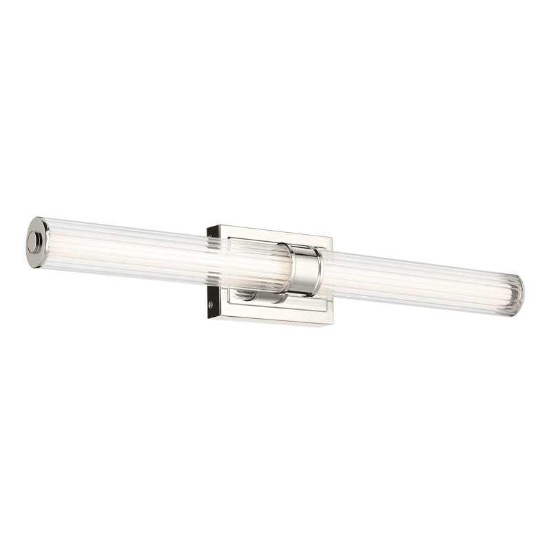 31" Linear Bath Bar Large LED with Clear Fluted Glass, Polished Nickel