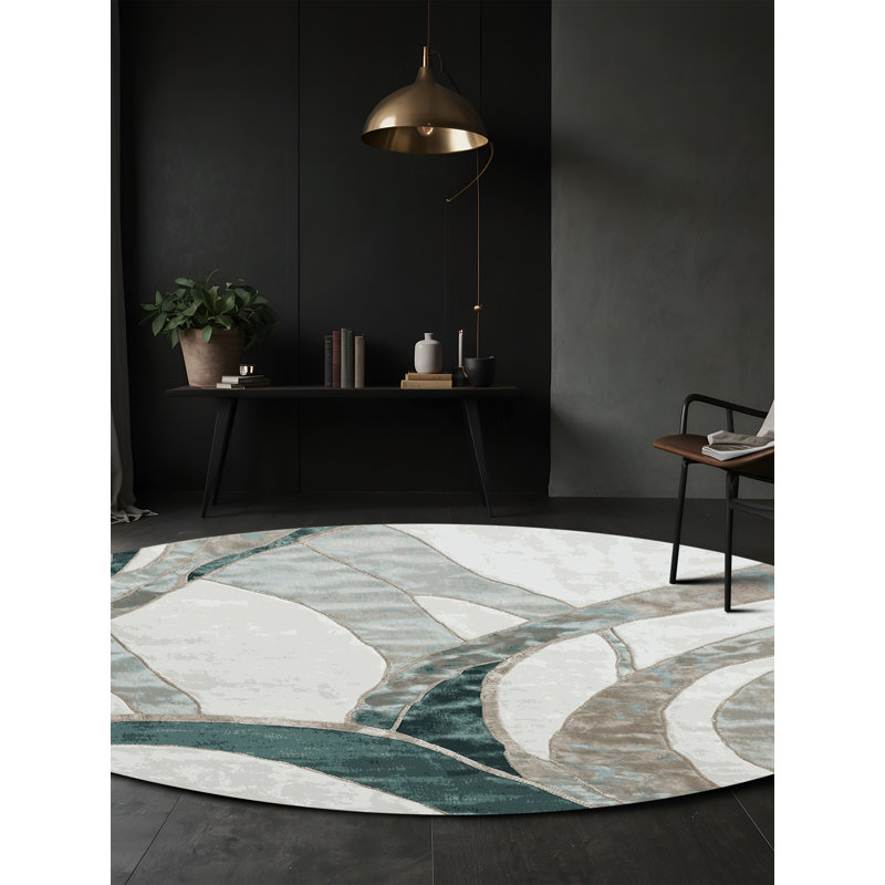 Machine Washable Brown Area Rug, Round 8'