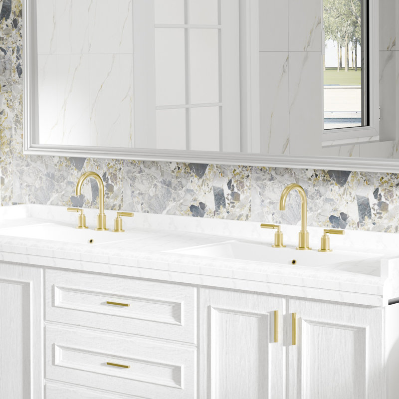 Widespread 2-handle Bathroom Faucet with Drain Assembly, Lever Handle, Zirconium Gold