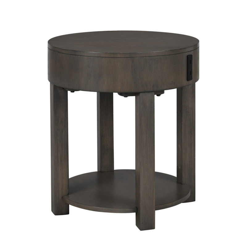 Table de bout en MDF brun clair l 20 po Jonata avec ports USB Jonata