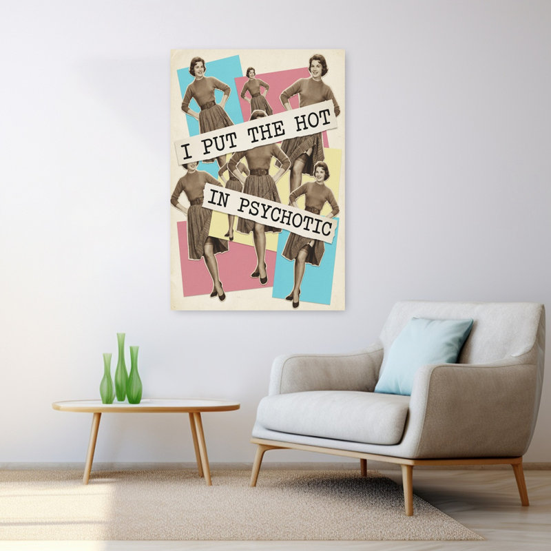 «Hot», art psychotique classique coloré, H 48 po x l 32 po