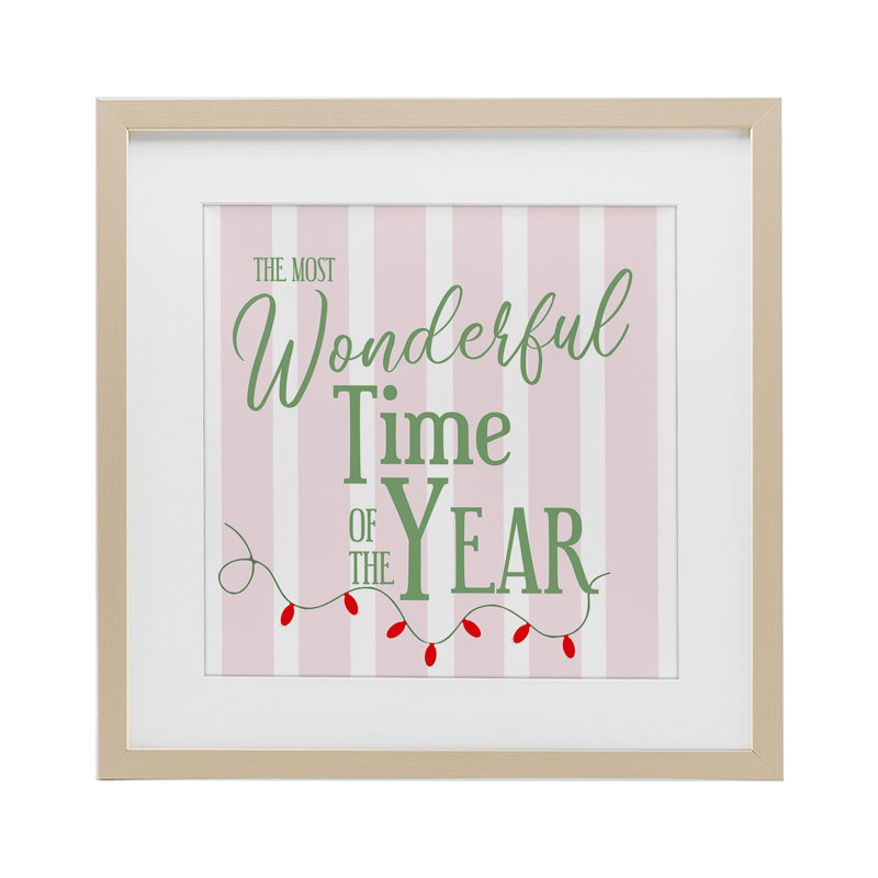 «Wonderful Time on Festive Stripes», reproduction sous verre encadrée, design par Lauren Rader, H 13 po x l 13 po