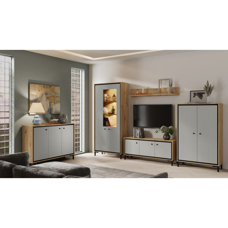 Vasilikos Display Cabinet, Natural/Grey