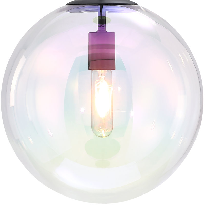 Luminaire suspendu 1 lumière Ricura, Noir mat, Mauve, 12,5 po x 12 po x 12 po