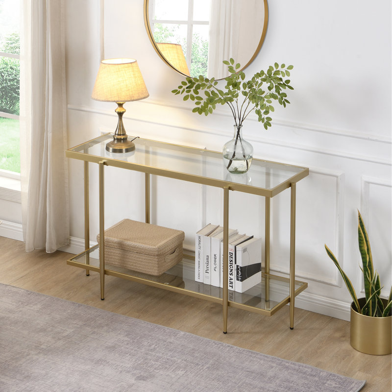 Console Table with Storage Shelves Narrow Hallway Entryway Sofa Table Modern