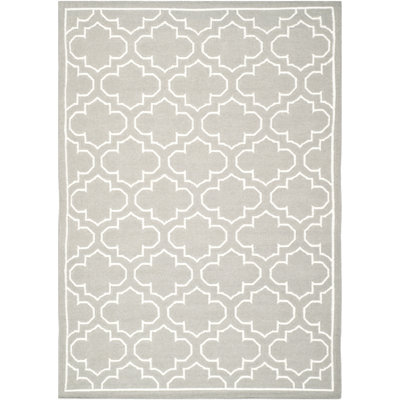 Rodgers Hand Woven Flat Weave Banana Silk/Wool/Cotton Geometric Rug in Ivory/Gray