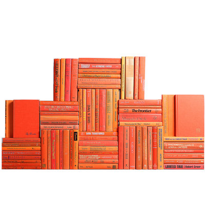 Livres décoratifs - Mur de livres Grove - Ensemble de 75 livres oranges