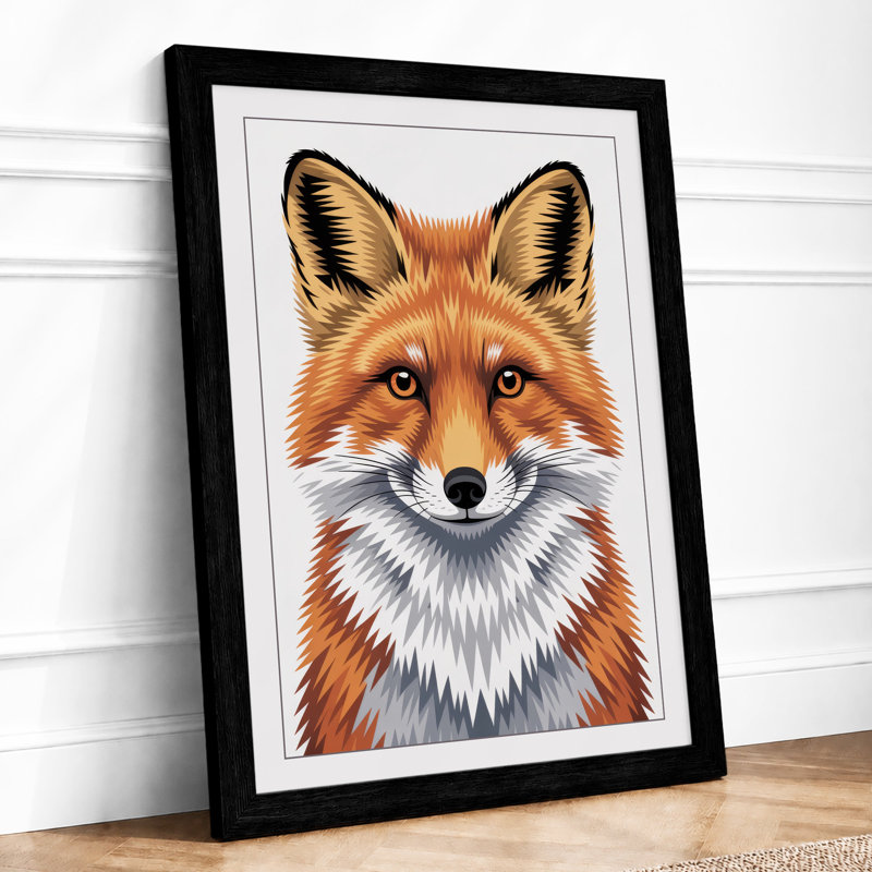Fox Portrait Modern - Framed Print, A3 - 42.0 x 29.7 cm, Black