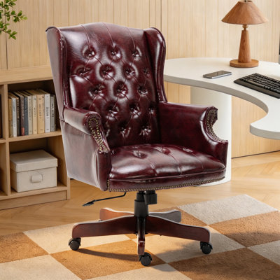 Executive Office Chair – Ergonomic Desk Chair with Thick Padded Seat & Backrest, PU Leather, Smooth Glide Caster Wheels,for Home Office or Conference Room