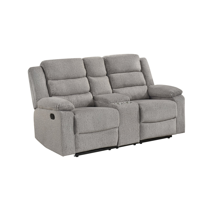 Causeuse double inclinable avec console, brun-gris, Brun-gris