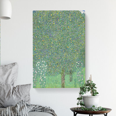 Rosebushes Under The Trees by Gustav Klimt - Wrapped Canvas