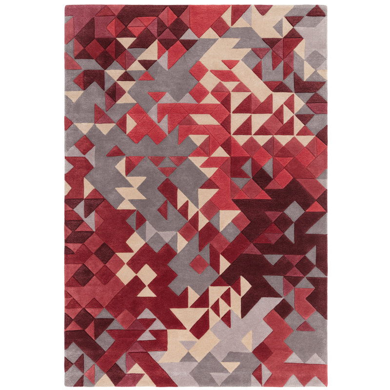 Kinta Pink Area Rug, Rectangle 120 x 170cm, Grey