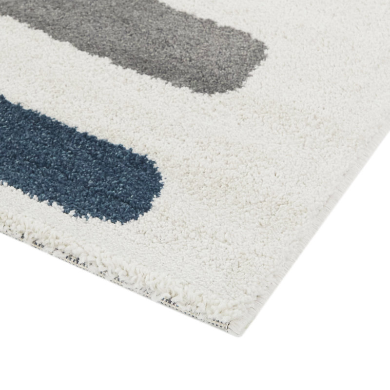 Kallee Rectangle Abstract Polypropylene Plastic Rug, Rectangle 4'4" x 6', Blue