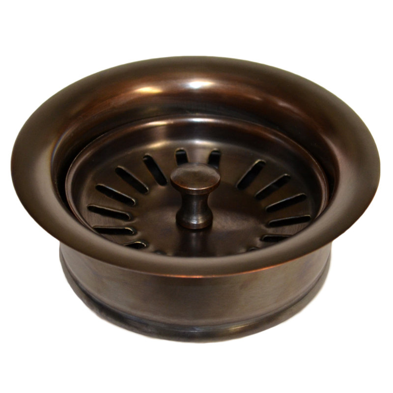 3.5" Basket Strainer with Disposer Trim, Solid Copper