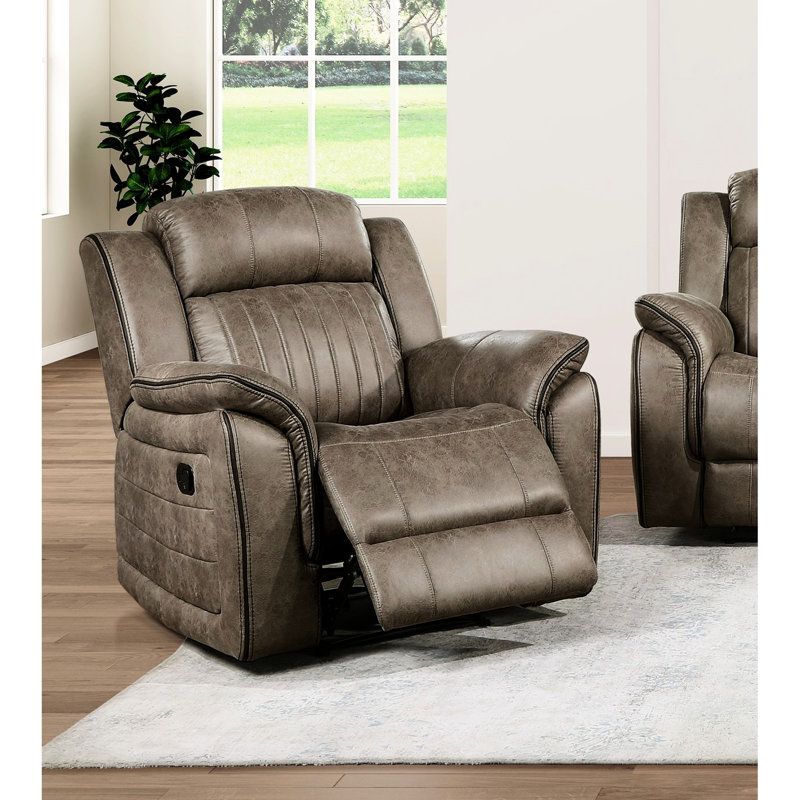 Fauteuil inclinable de style classique avec assise confortable en microfibre brun sablé et rembourrage en mousse