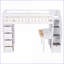 Lit mezzanine simple en pin avec bureau, tiroirs de rangement et amp; Escaliers - Blanc-1102863900