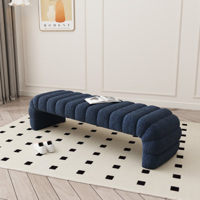 69.7" W Modern Arched Bench Ottoman, Chenille Tufted End Of Bed Bench