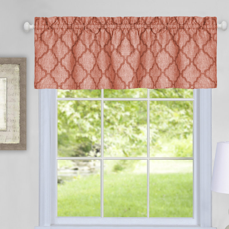Orange Geometric Trellis 58'' Rod Pocket Window Valance