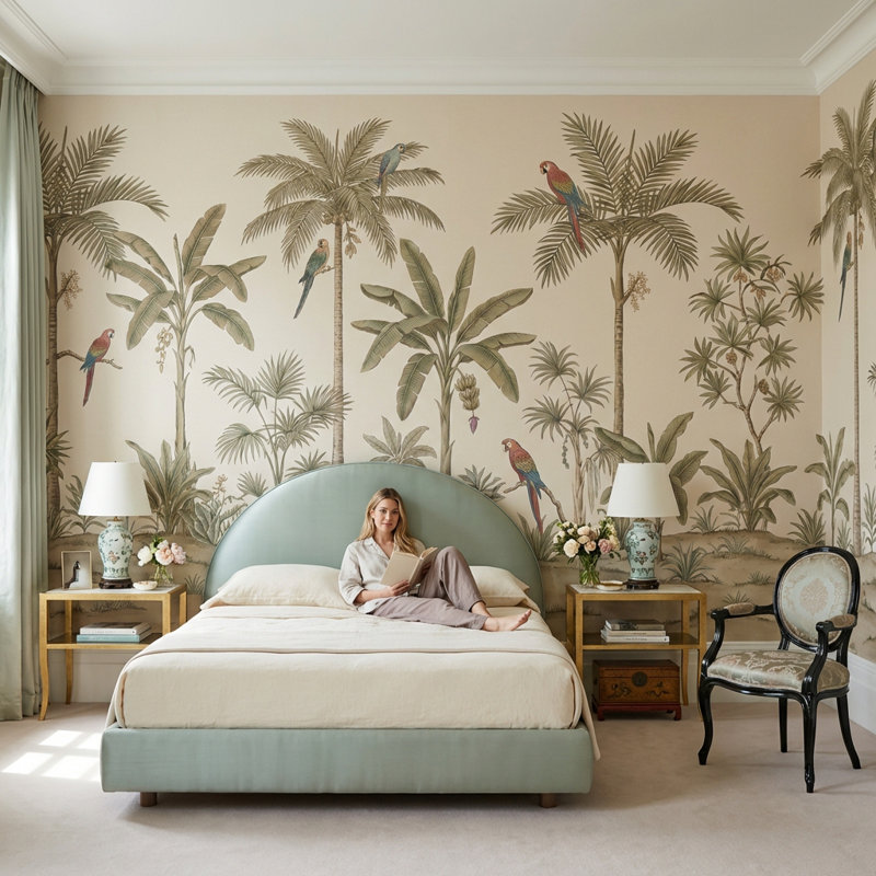 Papier peint nuances de palmier tropical Shades Of Green, 120" x 96", Peler et coller
