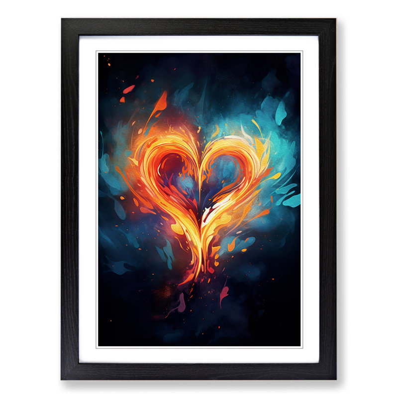 Love Heart Digital - Single Picture Frame Print on Wood, 46cm H x 34cm W x 2cm D, Black Framed