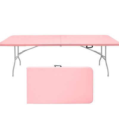 Table pliante portative rose de 8 pi - pour le camping, les pique-niques, les fêtes, imperméable, stable, portable, robuste, imperméable